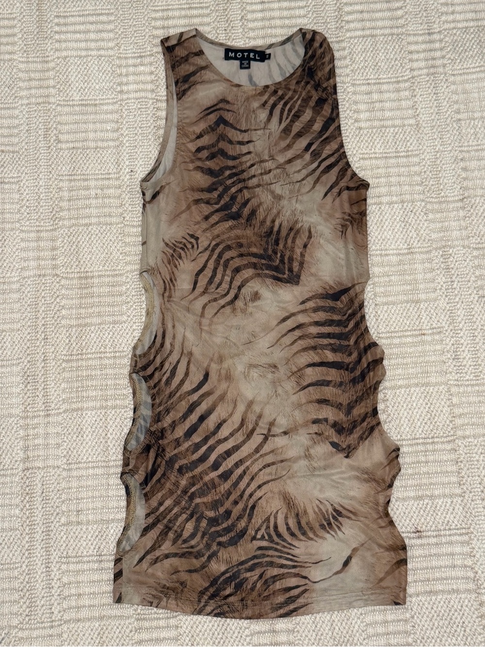 Motel Rocks Brown & Black Animal-Print Mini Dress with Cutouts